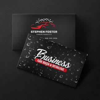 洗車&オートディテールウォータードロップブラックレッド 名刺