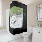 洗面化粧台の白猫 シャワーカーテン (インサイチュ)