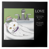 洗面化粧台の白猫 タイル (正面)