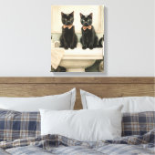 洗面台に置いてかわいい黒猫たち、バスルームcanvaにぴったり キャンバスプリント (インサイチュ (寝室))