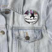 洗面台に黒猫、洗い流し、手を洗う 缶バッジ (インサイチュ)