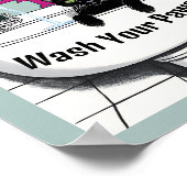 洗面台に黒猫、洗面所、洗足 ポスター (角)