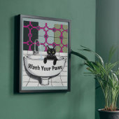 洗面台に黒猫、洗面所、洗足 ポスター