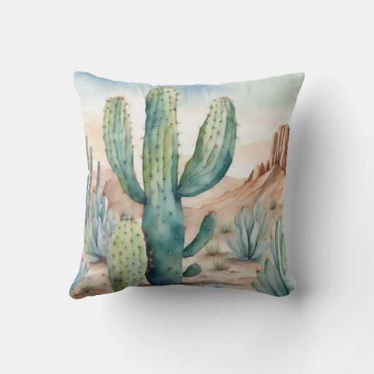 洗面器素晴らし美しい水彩サボテン装飾 クッション (裏面)