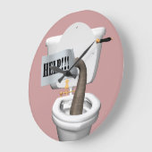 洗面所で付く象 ラージ壁時計 (傾斜)