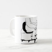 洗面所の喜劇的なマンガのスタイルの脂肪質の人の喫煙 コーヒーマグカップ (正面左)