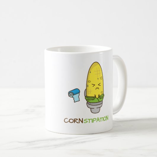 洗面所のPunnyのユーモアのトウモロコシの便秘 コーヒーマグカップ (正面右)