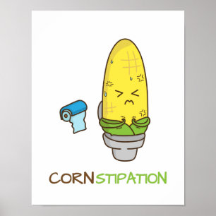 洗面所のPunnyのユーモアのトウモロコシの便秘 ポスター
