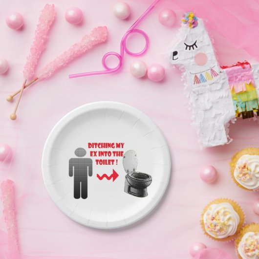 洗面所へのおもしろいな破壊の前のボーイフレンド ペーパープレート (パーティー)