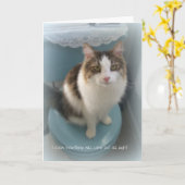洗面所サポート挨拶状の猫 カード (黄色い花)