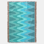 洞波おもしろい海ブルー+アイディア スローブランケット (正面縦)