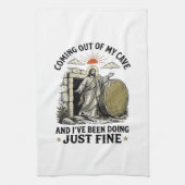 洞窟から出てくるキリスト教の復活Tシャツ キッチンタオル (縦)