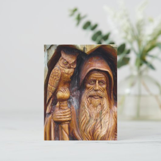 洞窟から現れる魔法使いとフクロウ ポストカード (スタンド正面)