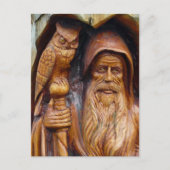 洞窟から魔法使いとフクロウが現れる ポストカード (正面)