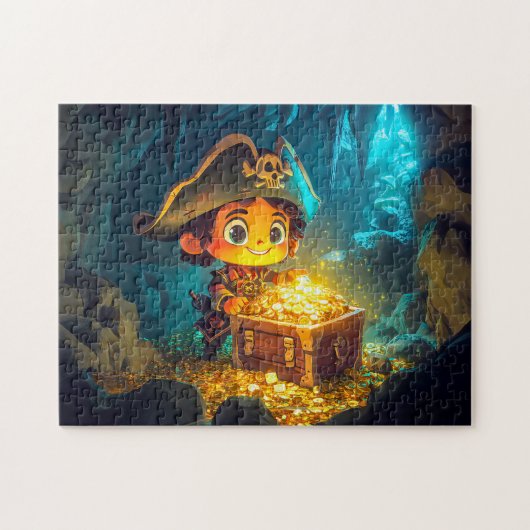 洞窟で宝物を発見した海賊 ジグソーパズル (横)