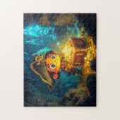 洞窟で宝物を発見した海賊 ジグソーパズル (縦)