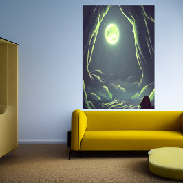 洞窟と月 | AIアートポスター ポスター