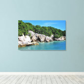 洞窟のある静かな熱帯海岸線 キャンバスプリント (インサイチュ (ウッドフロア))