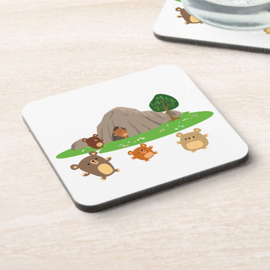 洞窟のコースターセットでかわいいマンガ コースター (左側)