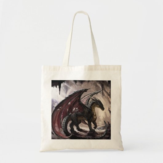 洞窟の中のドラゴン トートバッグ (正面)