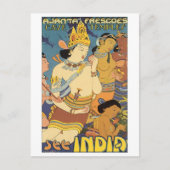 洞窟の寺院、インド旅行ポスターを参照 ポストカード (正面)