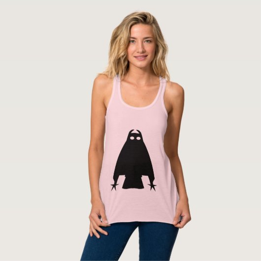 洞窟の岩石版画の古代フクロウの角 タンクトップ (正面フル)