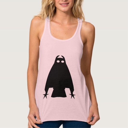 洞窟の岩石版画の古代フクロウの角 タンクトップ (正面)