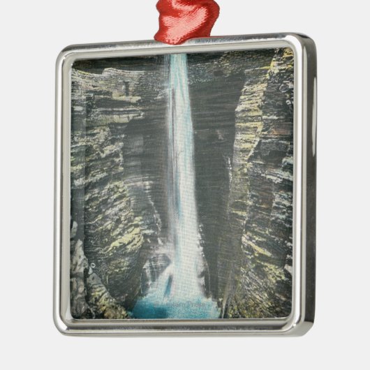 洞窟の滝の眺め メタルオーナメント (左)