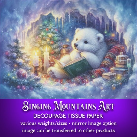 洞窟デコページの魔法のクリスマスポーラークマ 薄葉紙