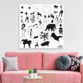 洞窟壁画 – 原始美術 キャンバスプリント (インサイチュ (リビング))