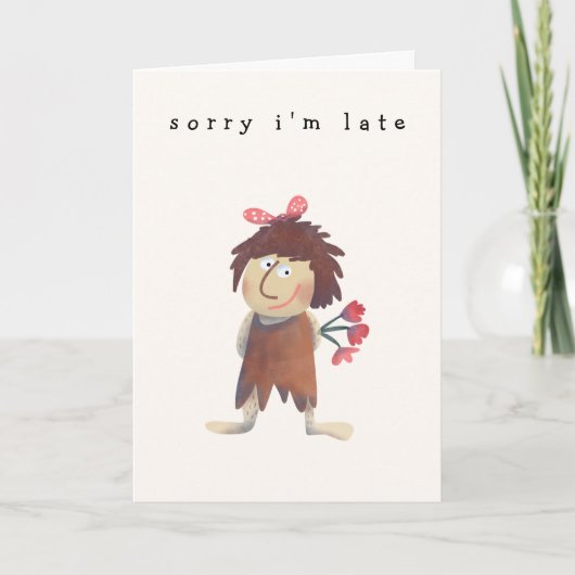 洞窟女おもしろいマンガユーモアのあるーのベレーテッド誕生日 カード (正面)