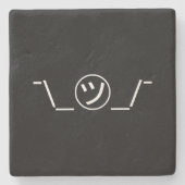 津加奈shrug絵文字の二つ㋡の_/ Kaomoji日本の ストーンコースター (正面)
