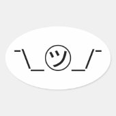 津加奈shrug絵文字の二つ㋡の_/ Kaomoji日本の 楕円形シール (正面)