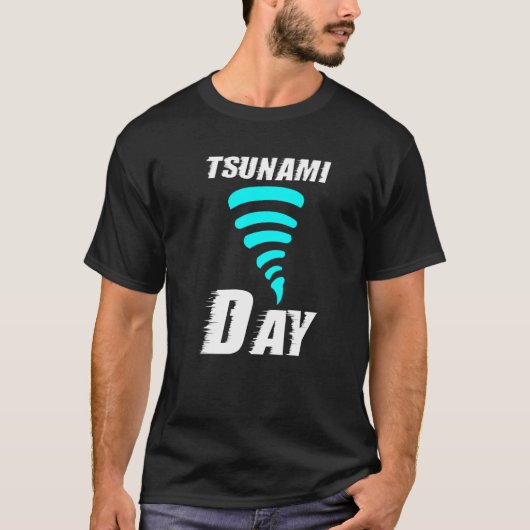 津波の日ヴォルカによって発生した巨大な水の波 Tシャツ (正面)