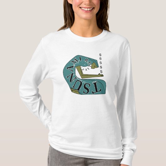 津波レリーフ、 浮き彫り!$ Tシャツ (正面)
