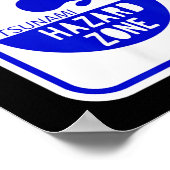 津波危険地帯の道路標識おもしろいビーチ及び道路 ポスター (角)