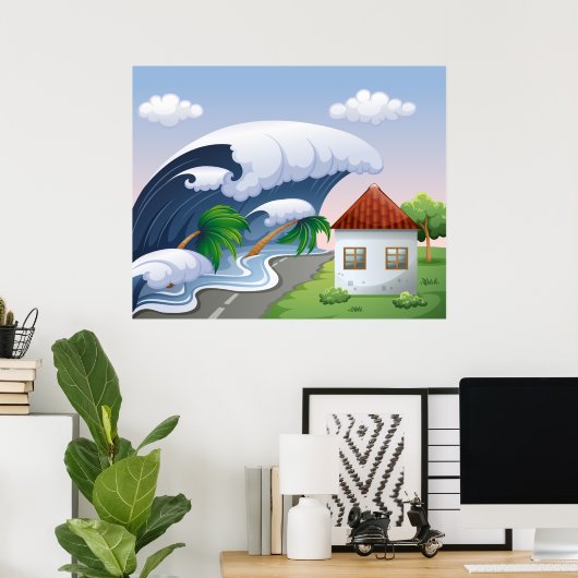 津波波 ポスター (ホームオフィス)