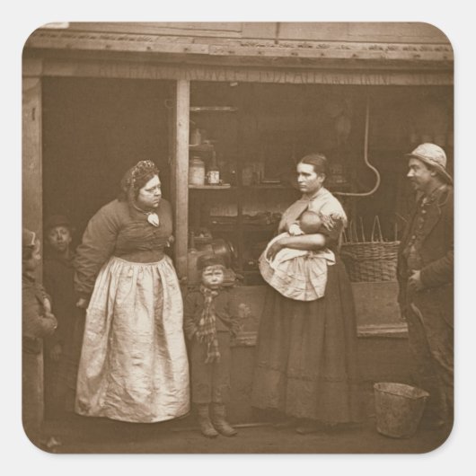 洪水で苦しむ人々、「通りライフ・イン・ロン」 スクエアシール (正面)