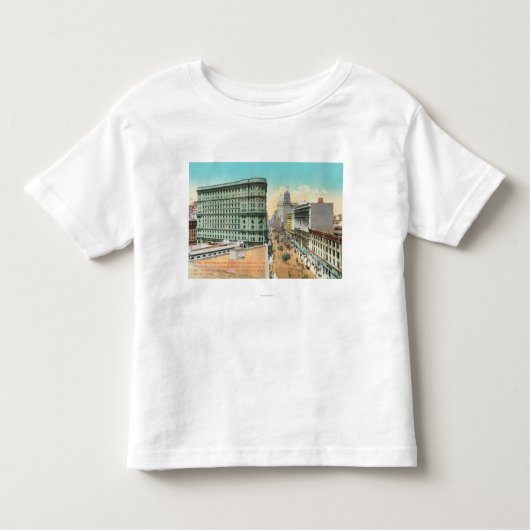 洪水の建物の空中写真 トドラーTシャツ (正面)