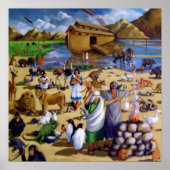 洪水の後のノア、アーク、動物：アートワークプリント ポスター (正面)