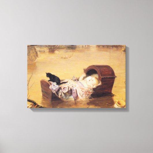 洪水の際のベッドでのベビー（J.E.ミラリスによる） キャンバスプリント (正面)
