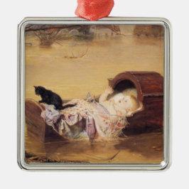 洪水の際のベッドでのベビー（J.E.ミラリスによる） メタルオーナメント