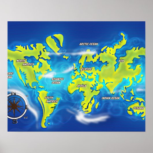 洪水地球地図 ポスター (正面)