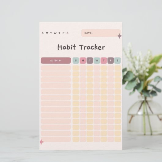 活動のための習慣トラッカー毎日のチェックリスト 便箋 (スタンド正面)