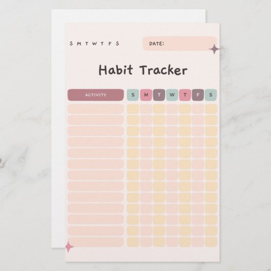 活動のための習慣トラッカー毎日のチェックリスト 便箋 (正面/裏面)