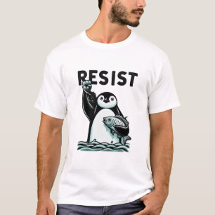 活動家用の挑戦的ペンギンイラストレーション Tシャツ