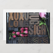 活字の招待状に刻まれた愛の言葉 招待状 (正面/裏面)