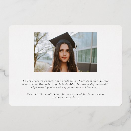 活字2写真卒業のお知らせ 箔招待状 (裏面)