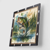 活気あふれるジャンプバスレイク スクエア壁時計 (傾斜)