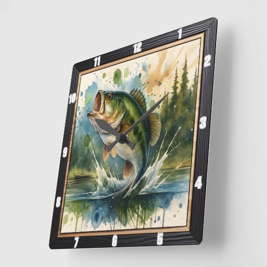 活気あふれるジャンプバスレイク スクエア壁時計 (傾斜)